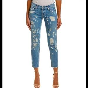 Derek Lam 10 Crosby Mid Rise Mila Girlfriend Rips Jeans Sz 25 or 27 100% Cotton